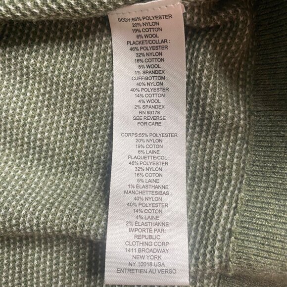 Tahari Wool Blend Polo Sweater Mens M Sage Green Long Sleeve Knit Relaxed - Picture 4 of 9